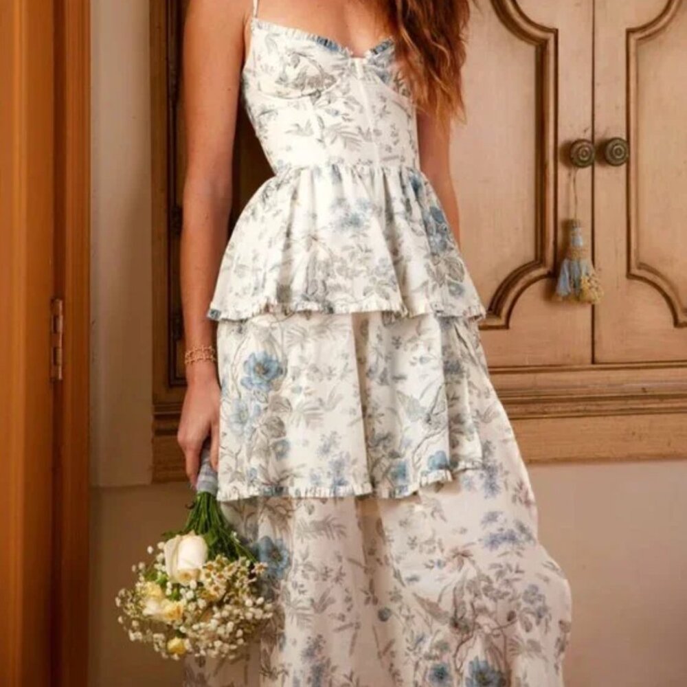 COPY - V Chapman Margherita Dress Blue Murano Print